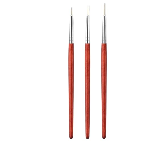 KIRA Professional Nail Art Detail Brushes Set of 3, Fine Tip, Wooden Handle-image-48