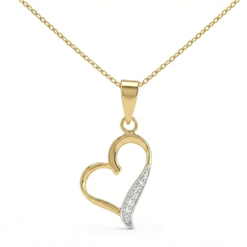 L'Atelier d'Azur Collier - Pendentif Or Jaune Coeur Serti de Zirconiums - Chaine Dorée