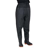 Mengtu Anglerhose mit Stiefeln - PVC-beschichtetes Polyester - Schwarz - Wasserfest - Outdoor und Jagd Model4017023