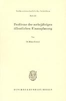 Probleme Der Mehrjahrigen Offentlichen Finanzplanung 3428030648 Book Cover