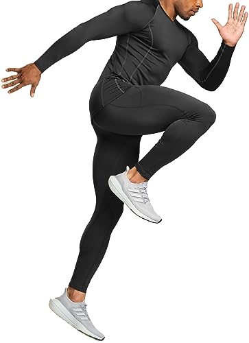 TSLA Men's Thermal V-Neck Long Sleeve Compression Shirts, Athletic Base Layer Top, Winter Gear Running T-Shirt - Image 6