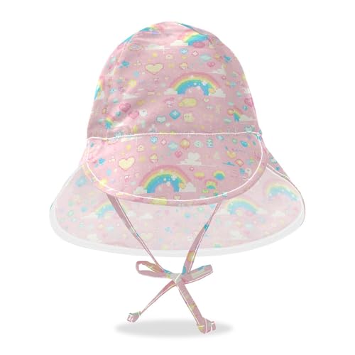 Pixal Peach Pattern Rainbow Unisex Baby Sunhat Baby Boys' Bucket Hat Girl Sun Protection Adjustable Travel Essentials