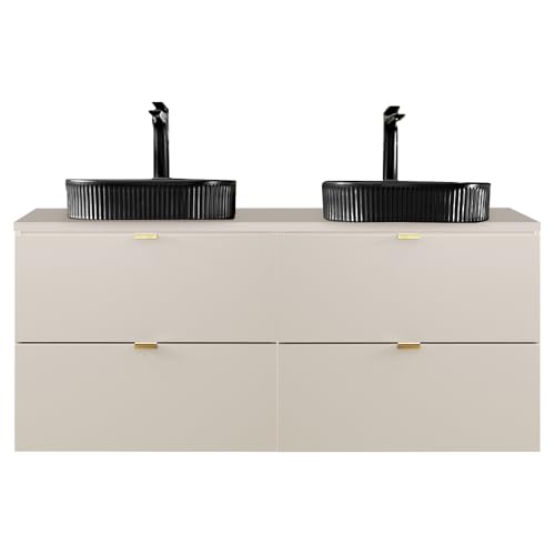 Lomadox Lavabo doppio bagno 120 cm in cashmere opaco, DURANGO-56, 4 cassetti, lavabo in ceramica