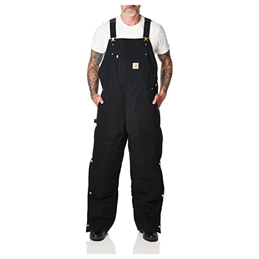 Carhartt Men's Loose Fit Firm Duck Insulated Bib Overall, Black, X-Large