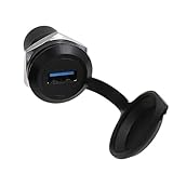 HangTon USB 3.0パネルソケットカプラアダプター 防水円形バルクヘッドパススルーコネクタ インラインケーブルシャーシ メス-メス 2個パック