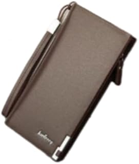 محفظة جلدية للجنسين بتصميم كلاسيكي باللون البني مع جيوب متعددة مدمجة لتنظيم البطاقات