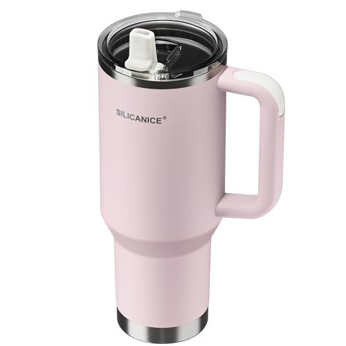 Image of For Travel & Gym - Never Drink from a Moldy Lid Again: 40oz Hygienic Tumbler, 100% Leakproof Lid & Removable Foldable Spout. Reinforced Base, Fits Cup Holders - Pink Sand