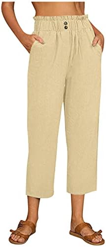 Linen Pants forwomen, Women's Cargo Capris Hiking Pants Lightweight Quick Dry Outdoor Athletic Travel Casual Loose Comfy Cute Pockets