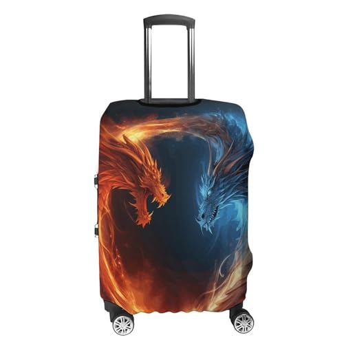 Carry on Luggage Cover Fire And Ice Dragons Suitcase Covers for Luggages Tsa Approved Travel Luggage Sleeve Protector Elastic Suitcase Protector Anti-Scratch Washable Fits 19-30 Inch Case -XL4