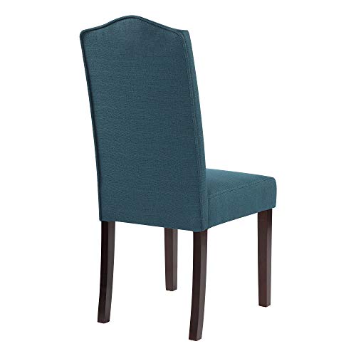 Lssbought Set Of 2 Luxurious Fabric Dining Chairs With Copper Nails And Solid Wood Legs (Teal) #TOP6