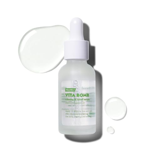 Frankly Vita Bomb Serum - Calming & Revitalizing Complex with Vitamins B3, B5, C, E - Soothes, Moisturizes & Evens Skin Tone | Vegan, Hypoallergenic, 1.01 fl. Oz.