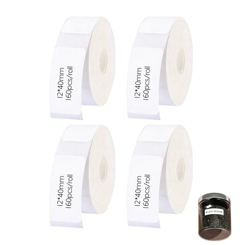 4 Rollos De Cinta Etiquetadora Térmica Autoadhesiva, 12 X 40 Mm, 160 Etiquetas Por Rollo, Compatible Con Etiquetadoras P15/P12/P11/D30/D32/D35/Q30, Ideal Para Oficina, Cocina Y Proyectos DIY