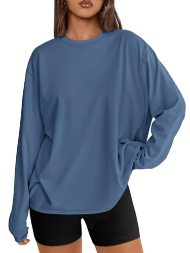 Trendy Queen Womens Oversized Long Sleeve T Shirts 2025 Basic Crewneck Tee Fall Tops Casual Workout Y2K Clothes