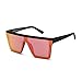 Produktbild JIM HALO Flat Top Shield Sonnenbrille Square Mirror Randlose Brille für Damen Herren (Schwarzer Rahmen / Mirror Red Lens)