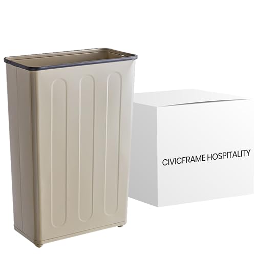 Image of - Fire-Safe Rectangular Wastebaskets - Beige - Case of 3 Commercial Bin Case - 24 Gal