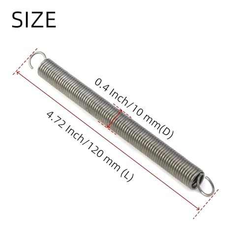 Image of Mcredy 2 Pcs Extension Spring Assortment Kit Stainless Steel Small Compression Springs with Dual Hook Ends High Load Spring Hook for DIY Repair Mechanical Devices, 0.4 inchx4.72 inch (DXL)