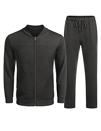 Coofandy Men's Casual Tracksuit Set Long Sleeve Full-Zip Running Jogging Athletic Sweat Suits #TOP4