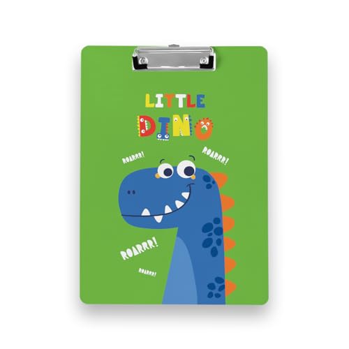 Image of Clipboard Drawing, Writing, Exam Board with Clip (Size - 24x36 cm) Sturdy, Lightweight for Office, School, College - Green Dino