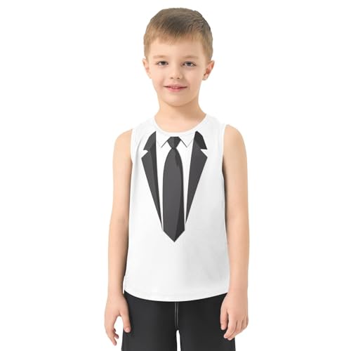 Boys Tank Top Shirts Black Tuxedo Tie Sleeveless T-Shirts Crew Neck for Kids Clothing Children2