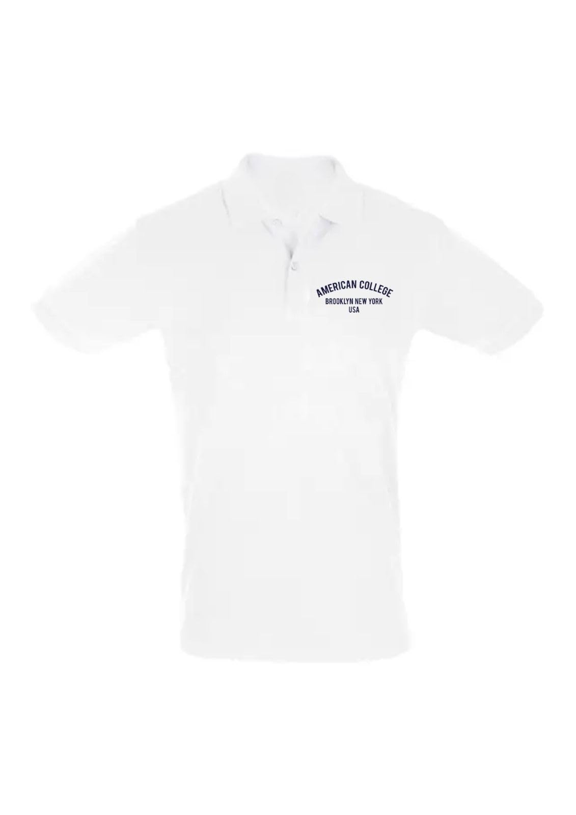 AMERICAN COLLEGE USA Polos Manches Courtes Hommes Femmes, Camisa Polo Unisex Adulto, Blanc,