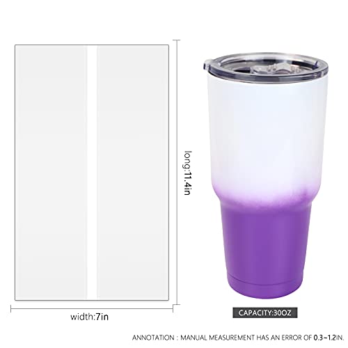 Image of 50Pcs 7x11in Shrink Sleeves for 30oz Tumbler | 50pk 7x11in white shrink bags for sublimation, durable, leak-proof, for 30oz tumbler heat press