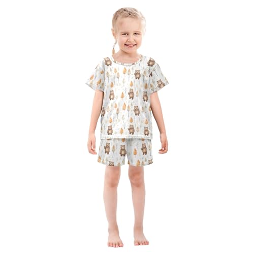 UMIRIKO Bear Forest Summer Short Sleeve Pajamas Sleepwear PJ Set B0402749