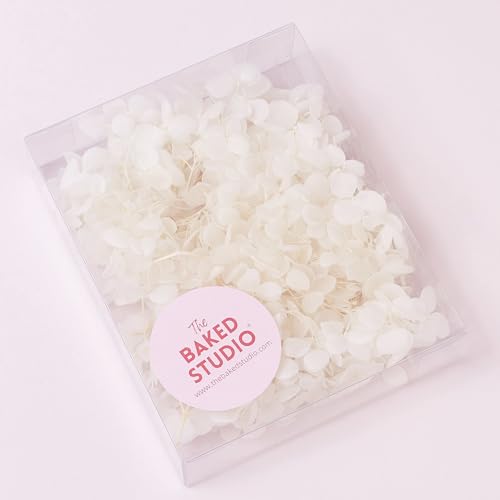 The Baked Studio - Original Dried Flower Hydrangea Set For Cake & Cupcake Decorating & Others Crafts (White) - Image 2