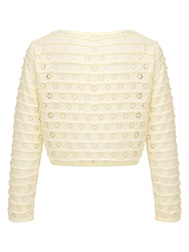 Jhaoyu Girls Hollow Flower Long Sleeve Bolero Shrug Cardigan Top Party Dress Cover Up Jacket2