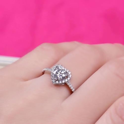 MALOYANVE Luxurious Heart Ring for Women Elegant Handmad Cut Heart Shaped Cubic Zirconia Adjustable Ring Wedding Engagement Bridal Valentine's Day Jewelry4