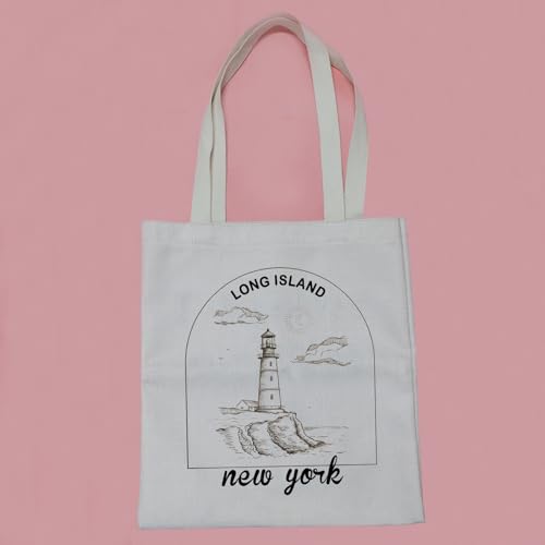 Bolso tote de viaje PWHAOO Long Island, bolsa de compras con diseño de Long Island Nueva York, ideal como recuerdo o regalo para amantes de la playa miniatura 6