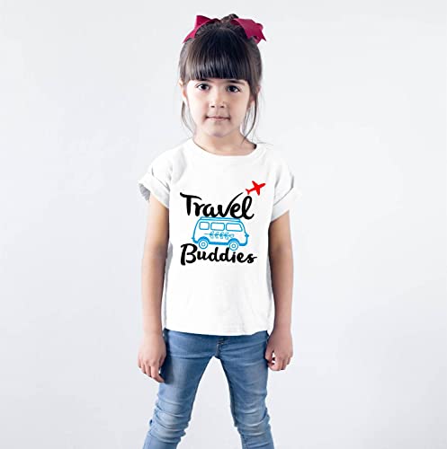 Image of Hangout Hub Men's Women's Boy's Girl's Round Neck T-Shirt Travel Buddies Printed-Family Tshirts Set of 1