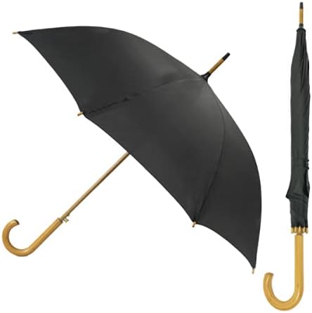 Umbrella HeavenGentlemans Umbrella | Wood Handle Stick Umbrella | Traditional Gents Wooden Brolly | Classic Automatic Mens Umbrella | Ladies Vintage Walking Brolly | Auto Push Button Waterproof…