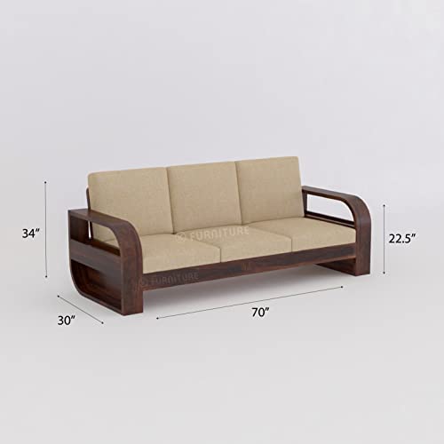 Image of K L FURNITURESolid Sheesham Wood Sofa Set 5 Seater (3+1+1) For Living Room | Termite Free |Wooden Sofa Set Furniture Sofa 5 Seater Living Room Home | Sofa Set (Brown Finish)