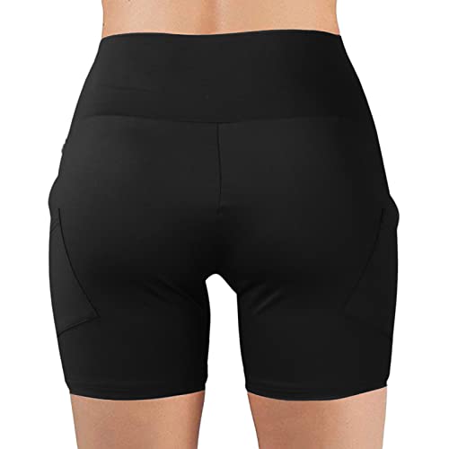 STKOOBQ Short feminino de ioga de cintura alta com bolsos laterais para treino, corrida, compressão,