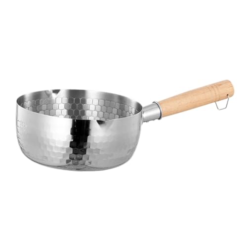 VINTORKY Olla De Leche Pequeña De Acero Inoxidable Con Mango De Madera Utensilio De Cocina Para Salsas y Fideos Olla De Cocina Práctica y Elegante