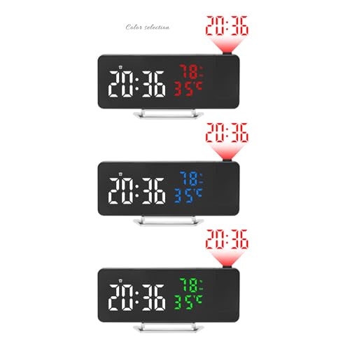 Renchey Reloj Despertador con Proyector para Dormitorios | Brillo Ajustable - Despertador Digital con Temperatura y Humedad,para Adultos Mayores Viajeros Estudio Apartamento Dormitorio Hogar Mesilla - imagen 8