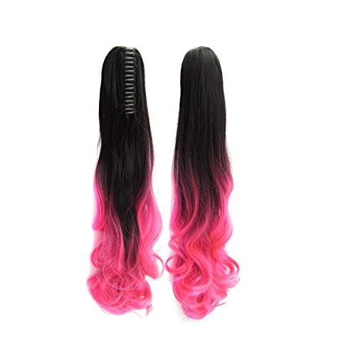 YOEMAYUNER 21" Ponytail Extension Claw Curly Wavy Clip in Hairpiece Wavy Ponytail Hair Extensions Long Pony Tails for Women (1PC Black)
