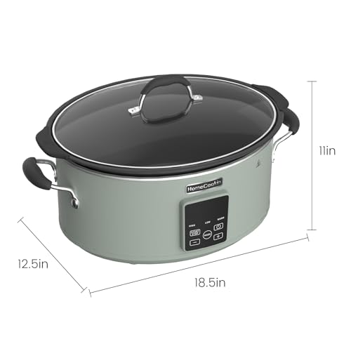 Image of HOMECOOKIN Slow Cooker, Extra Large 10 Quart Programmable Slow Cookers with Timer, Dishwasher Safe Glass Lid & Crock, Kitchen Appliance for Families and Gatherings, Olive