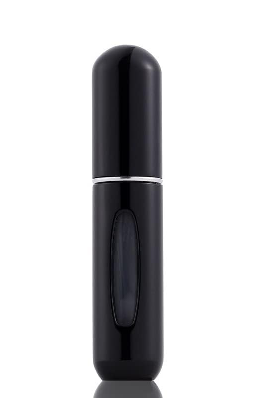 fagva portable refillable perfume atomizer bottle 5ml, mini fine mist spray bottle, aluminum empty cologne dispenser for perfume,compact travel accessory for women & men (black)