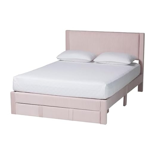 Baxton Studio Elora Pleated Velvet Storage Bed, Queen, Light Pink