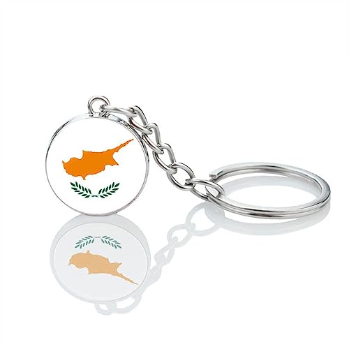 Drapeau Chypriote Porte-Clés Porte-Clés - Asie Chypre Pays Drapeau Charme Dôme Boule De Verre Patriotique Porte-Clés Bijoux Pour Hommes Femmes Cadeau D'Anniversaire,Sac À Dos Bijoux Accessoires,C