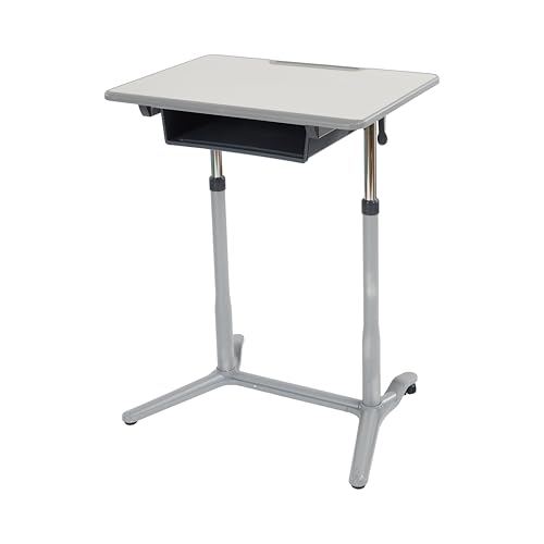 Image of Back2School Express Mobile Adjustable Student Standing Desk, Portable Workstation, Grey