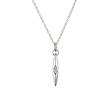 Moissanite necklace by Majade. Diamond alternative pendant, April birthstone necklace, moissanite stone jewelry. Handmade 925 sterling silver necklace. Simple minimalist horn necklace. Bar pendant.