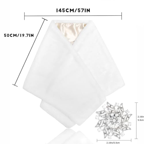 Tgirls Women's Wedding Faux Fur Shawl and Wrap Bridal Fur Stole Cape Fur Scarf for Bride and Bridesmaids2