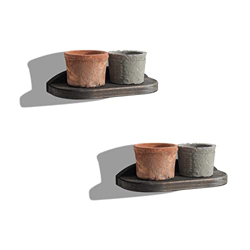 Freezing Point Small Floating Shelves For Wall Set Of 2 Semicircle Wood Trapezoid 10×4Inch Mini Wall Shelf Decor Plant Display Mounted Kitchen Bathroom Bedroom Corner Decorative Storage Tiny Stand #TOP23