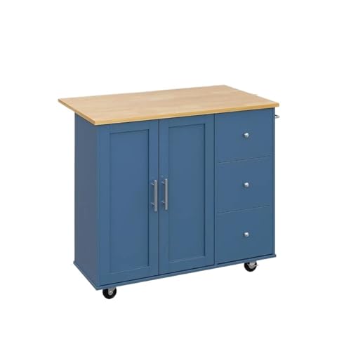 Carritos de Servicio, Isla de Cocina rodante con Barra de Desayuno Plegable, Isla de Carrito portátil con Carrito de Almacenamiento Grande