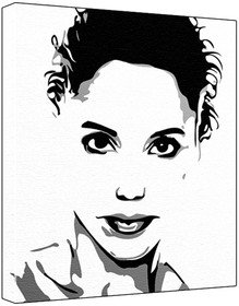Elizabeth Berkley (100% Original Painting. Not A Print ) Acrylic Paint On Deep Framed Canvas (60 x 50 x 1.8 cm) 3-Colour Black/Grey/White-image-8