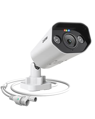 ZOSI 4K 8MP Cámara de Vigilancia PoE Exterior, Detección de Persona/Vehículo, Visión Nocturna Color, Cámara Adicional para ZOSI NVR PoE