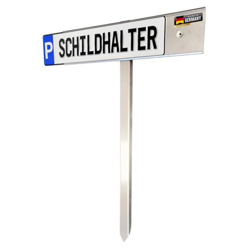 reinkedesign Parkplatz Schilder-Halterung zum Einschieben V2A Edelstahl mit Erdspieß | Einfache Montage | Witterungsbeständig | Made in Germany | Inkl. Montagezubehör