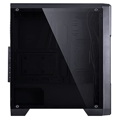 GABINETE GAMER VX GAMING TRON COM LATERAL ACRÍLICA PRETO FITA DE LED FRONTAL 7 CORES E COVER DE FONT